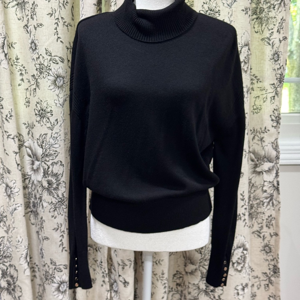 White House Black Market Elegant Black Cowl Neck Sweater
